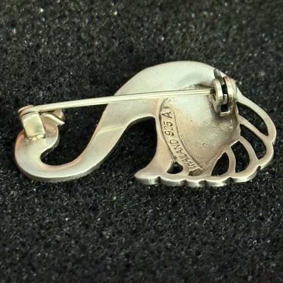 Sterling Silver‎ Swan Brooch with Marcasite Stones Thailand - Picture 7 of 9
